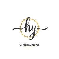 HY Initial handwriting and signature logo design with circle. Beautiful design handwritten logo for fashion, team, wedding, luxury logo. vector