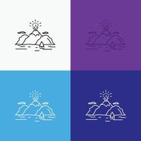 Nature. hill. landscape. mountain. blast Icon Over Various Background. Line style design. designed for web and app. Eps 10 vector illustration
