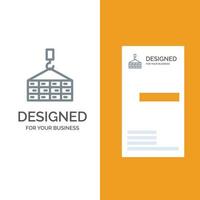 Building Cargo Construction Crane Grey Logo Design and Business Card Template vector