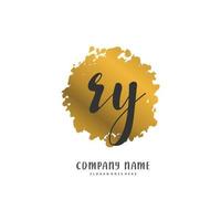 RY Initial handwriting and signature logo design with circle. Beautiful design handwritten logo for fashion, team, wedding, luxury logo. vector