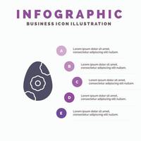 Egg Easter Flower Solid Icon Infographics 5 Steps Presentation Background vector