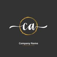 CA Initial handwriting and signature logo design with circle. Beautiful design handwritten logo for fashion, team, wedding, luxury logo. vector