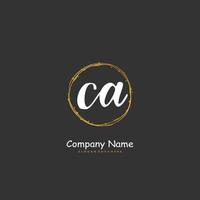 ca escritura a mano inicial y diseño de logotipo de firma con círculo. hermoso diseño de logotipo escrito a mano para moda, equipo, boda, logotipo de lujo. vector