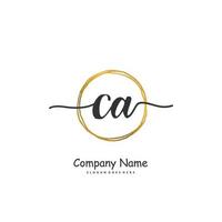 ca escritura a mano inicial y diseño de logotipo de firma con círculo. hermoso diseño de logotipo escrito a mano para moda, equipo, boda, logotipo de lujo. vector