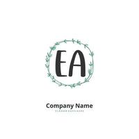 ea escritura a mano inicial y diseño de logotipo de firma con círculo. hermoso diseño de logotipo escrito a mano para moda, equipo, boda, logotipo de lujo. vector