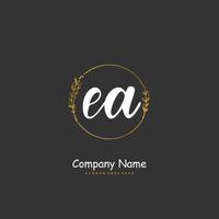 EA Initial handwriting and signature logo design with circle. Beautiful design handwritten logo for fashion, team, wedding, luxury logo. vector