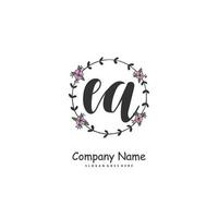 ea escritura a mano inicial y diseño de logotipo de firma con círculo. hermoso diseño de logotipo escrito a mano para moda, equipo, boda, logotipo de lujo. vector