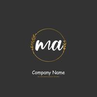 MA Initial handwriting and signature logo design with circle. Beautiful design handwritten logo for fashion, team, wedding, luxury logo. vector