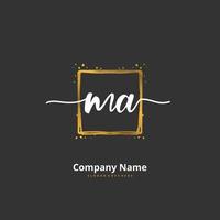 MA Initial handwriting and signature logo design with circle. Beautiful design handwritten logo for fashion, team, wedding, luxury logo. vector