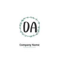 oa letra inicial y diseño de logotipo de firma con círculo. hermoso diseño de logotipo escrito a mano para moda, equipo, boda, logotipo de lujo. vector