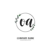 oa letra inicial y diseño de logotipo de firma con círculo. hermoso diseño de logotipo escrito a mano para moda, equipo, boda, logotipo de lujo. vector