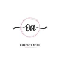 OA Initial handwriting and signature logo design with circle. Beautiful design handwritten logo for fashion, team, wedding, luxury logo. vector