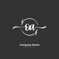 oa letra inicial y diseño de logotipo de firma con círculo. hermoso diseño de logotipo escrito a mano para moda, equipo, boda, logotipo de lujo. vector