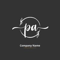 PA Initial handwriting and signature logo design with circle. Beautiful design handwritten logo for fashion, team, wedding, luxury logo. vector