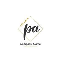 PA Initial handwriting and signature logo design with circle. Beautiful design handwritten logo for fashion, team, wedding, luxury logo. vector