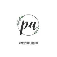 PA Initial handwriting and signature logo design with circle. Beautiful design handwritten logo for fashion, team, wedding, luxury logo. vector