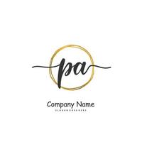 PA Initial handwriting and signature logo design with circle. Beautiful design handwritten logo for fashion, team, wedding, luxury logo. vector