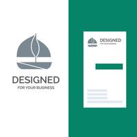 diseño de logotipo gris de barco de playa y plantilla de tarjeta de visita vector