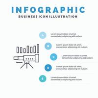 Telescope Business Forecast Forecasting Market Trend Vision Line icon with 5 steps presentation info vector