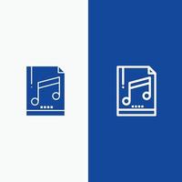 Audio Computer File Mp3 Sample Line and Glyph Solid icon Blue banner Line and Glyph Solid icon Blue vector