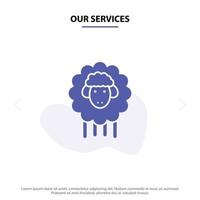 Our Services Easter Lamb Sheep Spring Solid Glyph Icon Web card Template vector