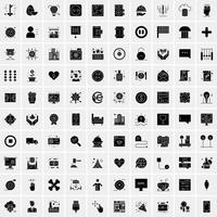 Set of 100 Universal Solid Icons vector