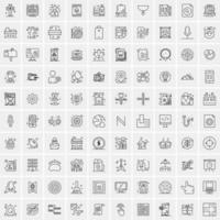 paquete de 100 iconos de líneas universales para móviles y web vector