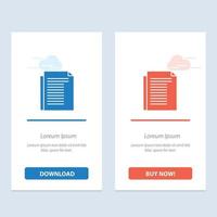 Document Note Report Paper  Blue and Red Download and Buy Now web Widget Card Template vector