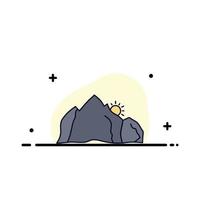 hill landscape nature mountain scene Flat Color Icon Vector