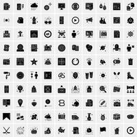 Set of 100 Business Solid Glyph icons vector