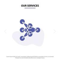 Our Services Learning Deep Algorithm Data Solid Glyph Icon Web card Template vector