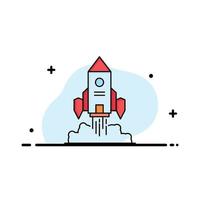 Rocket spaceship startup launch Game Flat Color Icon Vector