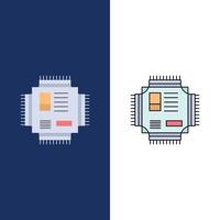 Chip cpu microchip processor technology Flat Color Icon Vector