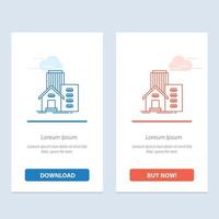 Building Estate Real Apartment Office  Blue and Red Download and Buy Now web Widget Card Template vector