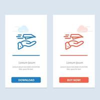 Hand Mail Paper Plane Plane Receive  Blue and Red Download and Buy Now web Widget Card Template vector