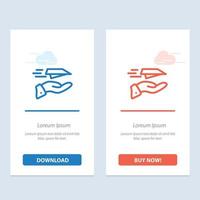 Hand Mail Paper Plane Plane Receive  Blue and Red Download and Buy Now web Widget Card Template vector