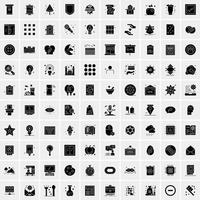 Set of 100 Business Solid Glyph icons vector