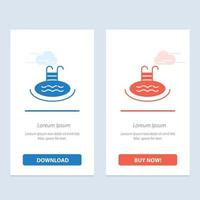 Hotel Pool Swimming Service  Blue and Red Download and Buy Now web Widget Card Template vector