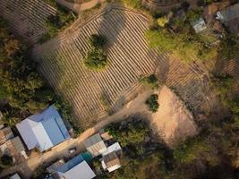 casa de campo, foto aérea tomada por drones, la mayoría de la gente rural tiene una carrera agrícola.