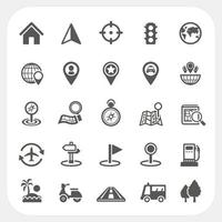 conjunto de iconos de mapa y ubicación vector