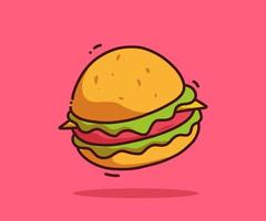 Cartoon Burger Icon Vector Illustration. Isolated Vector Icon Concept. Flat Cartoon Style.