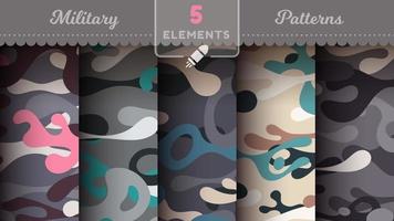 Camouflage seamless patterns, military texture, bundle war fabric vector