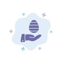 Hand Egg Easter Nature Blue Icon on Abstract Cloud Background vector