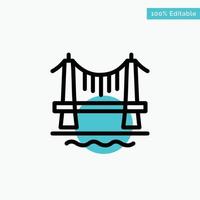 puente edificio ciudad paisaje urbano turquesa resaltar círculo punto vector icono