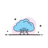 cloud computing data hosting network Flat Color Icon Vector