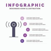 señal de servicio wifi icono sólido infografía 5 pasos presentación antecedentes vector