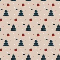 Christmas trees and presents pattern vector