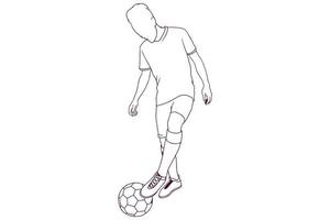 football player dribbling hand drawn style vector illustration