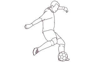 soccer player kicking ball hand drawn style vector illustration