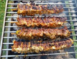 grilled meat from the charcoal grill photo